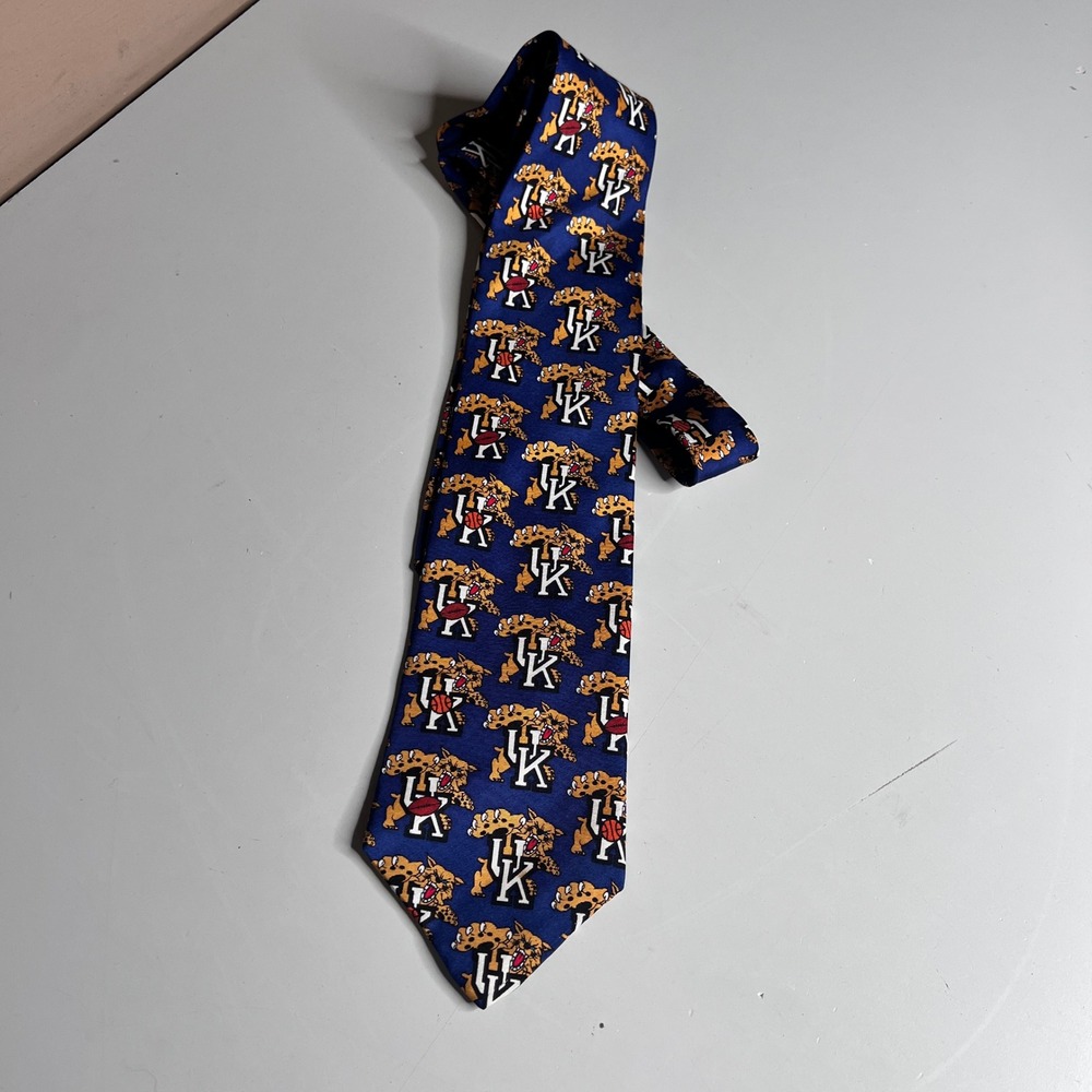 American Classic University of Kentucky Wildcats Silk Tie Blue NCAA Sports Logo